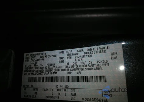 2018 Ford Escape Sel z USA, uszkodzony, nr VIN 1FMCU0HD7JUA19191